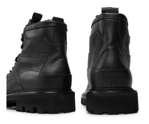Stivaletti Uomo BOSS Julyo_Halb_gr | Mezzo Stivale In Pelle Martellata Con Zip Laterale | Dettaglio Logo Sul Colletto | Colore Nero, Taglia 40 EU