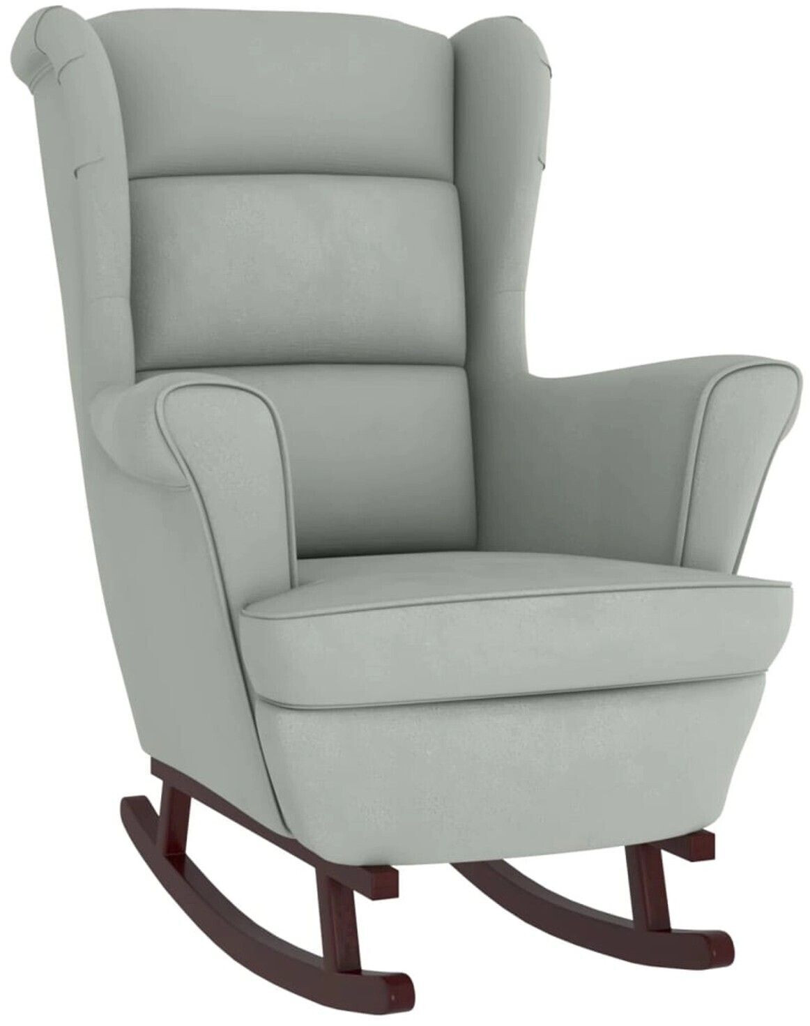 vidaXL Rocking Chair with Solid Wood Rubber Legs light grey Velvet (329363)
