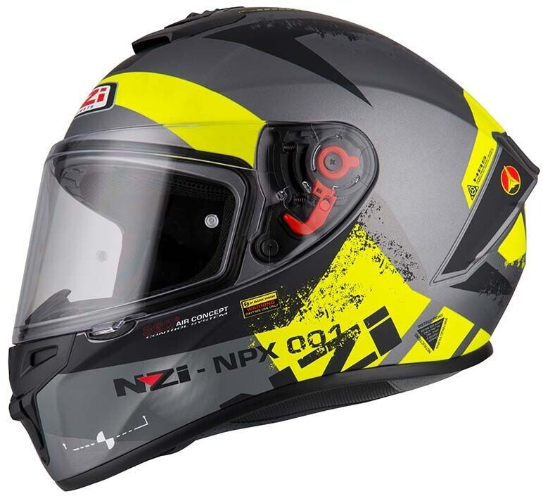 NZI Trendy Full Face Helmet Grey/Neon Yellow
