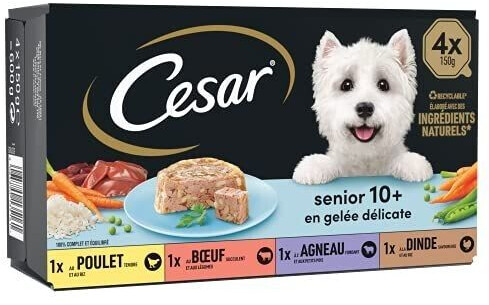 Cesar Senior 10+ en gelée délicate poulet/boeuf/agneau/dinde (24 x 150 g)