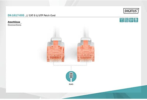 Digitus Professional Patch-Kabel RJ-45 (M) bis RJ-45 (M) 50cm UTP CAT 6e Grau (DK-1617-005), Bild 8