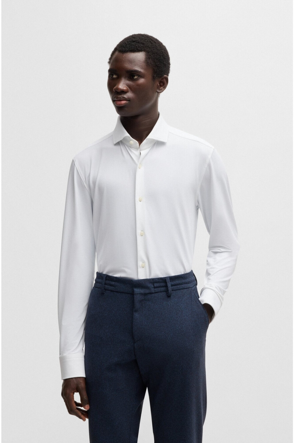 Hugo Boss Slim Fit Hemd aus strukturiertem Performance Stretch Jersey Style P HANK spread C1 222 50533393 WeiB ab 113 95 Preisvergleich bei idealo