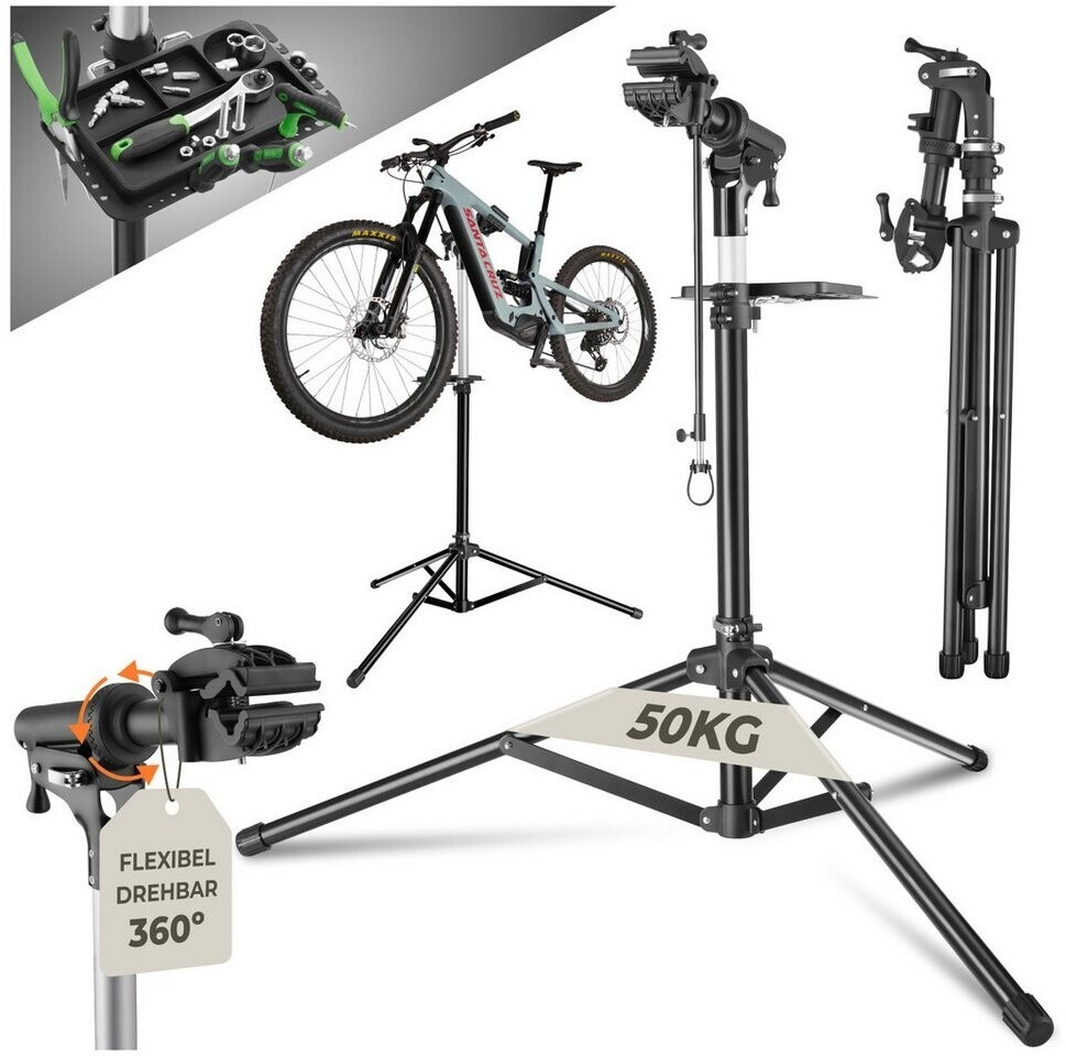 Support De Réparation Vélo Professionnel - Charge 50 Kg, Plateau Magnétique, Réglable 360° | Pour Atelier Ou Garage