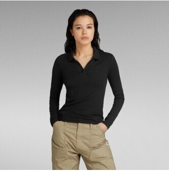 G-Star Ribbed Slim Polo Shirt dk Black D24513-D527-6484
