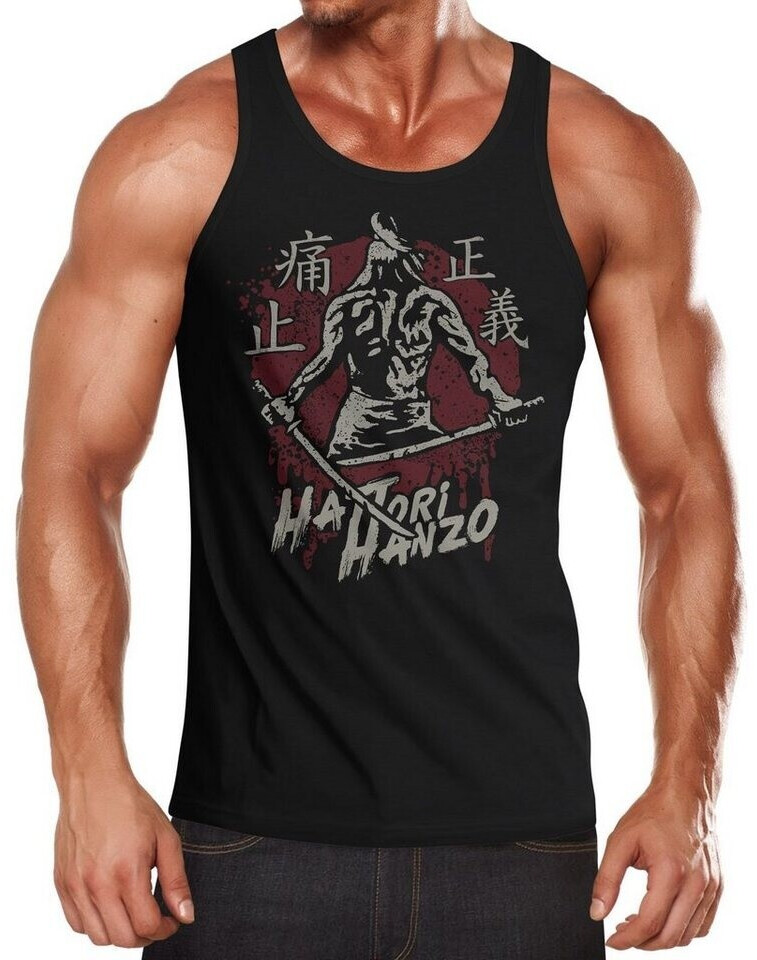 Neverless® Herren Tank Top – Anime Samurai Schwert Design, Slim Fit, Aus 100% Baumwolle