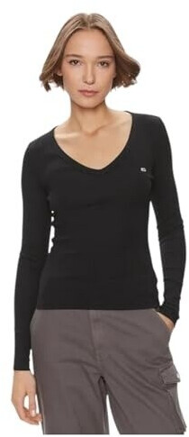 Tommy Hilfiger Long Sleeve Slim Fit Essential V-Neck Shirt black