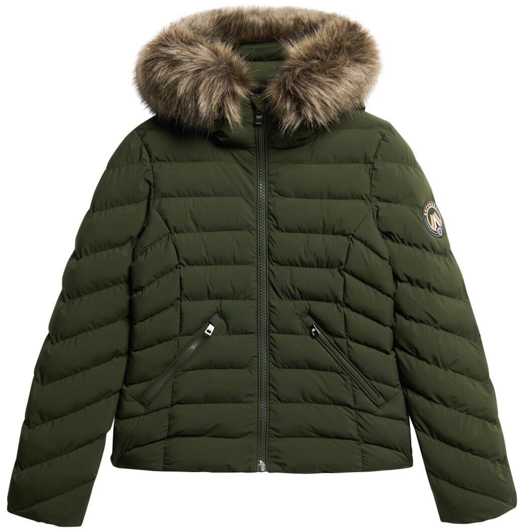 Superdry Fuji Faux Fur Padded Jacket (W5011754A) olive