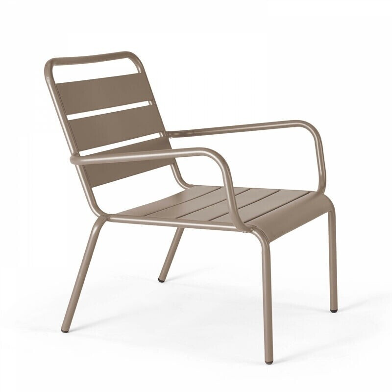 Oviala Fauteuil bas de jardin en métal Palavas taupe