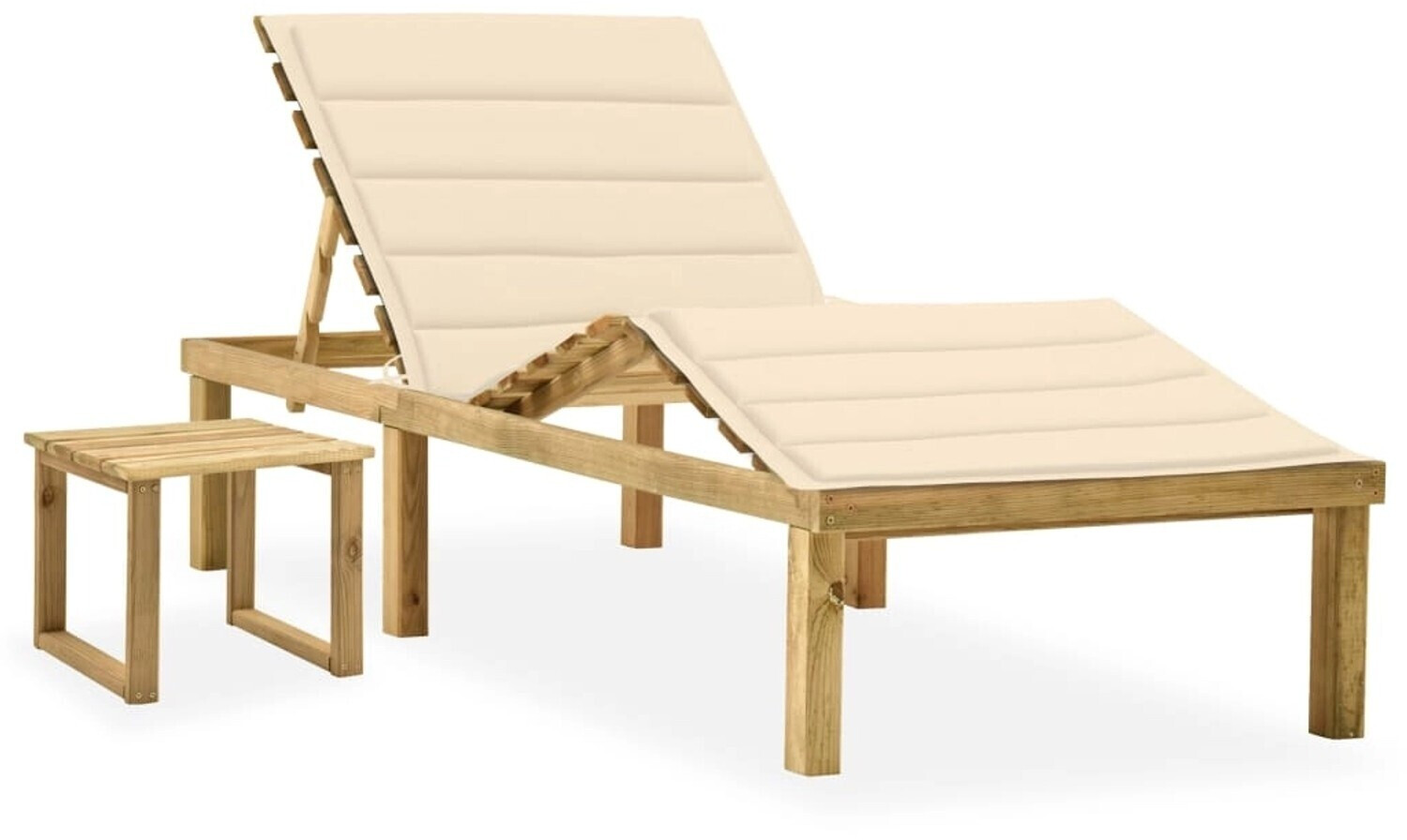 vidaXL Garten-Sonnenliege mit Tisch und Auflage Kiefer Imprägniert (3065866)