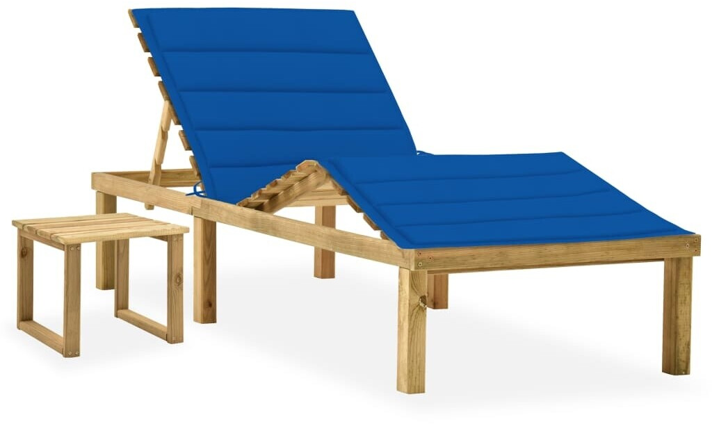 vidaXL Garten-Sonnenliege mit Tisch und Auflage Kiefer Imprägniert (3065874)
