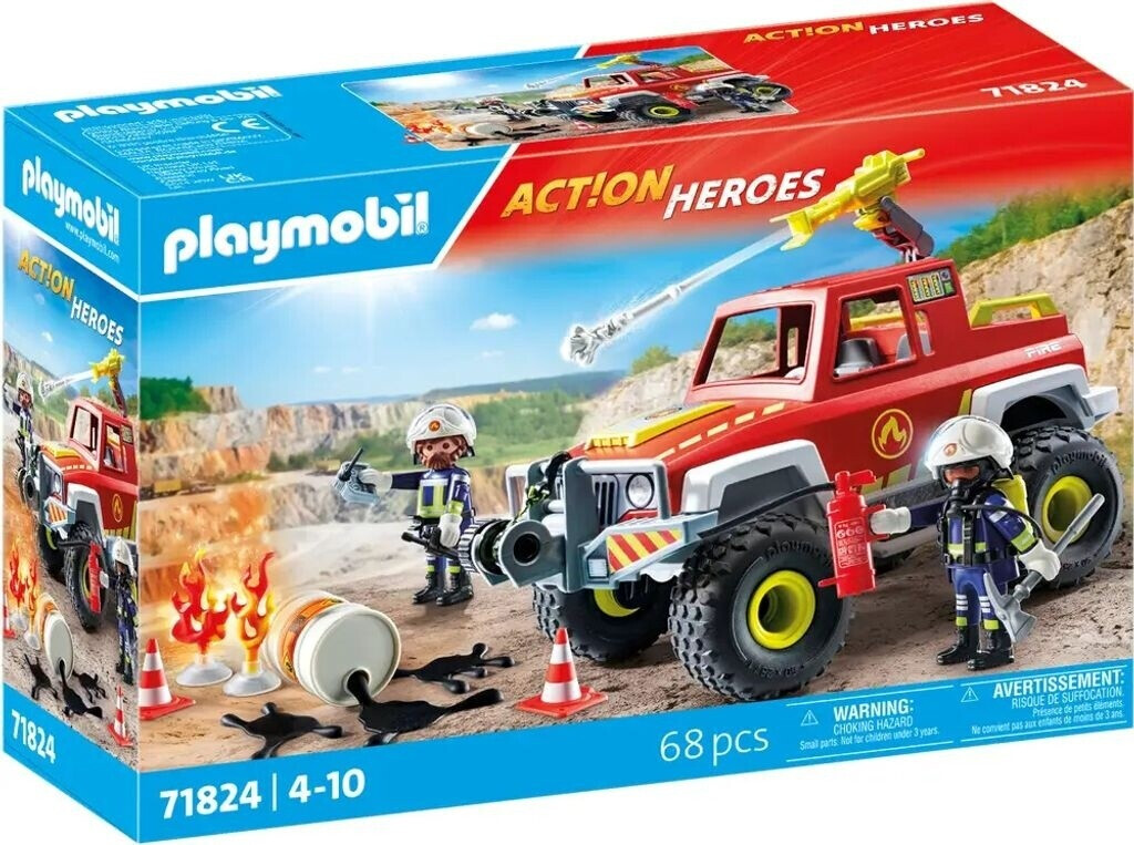 Playmobil Véhicule de pompiers avec bidon enflammé (71824)