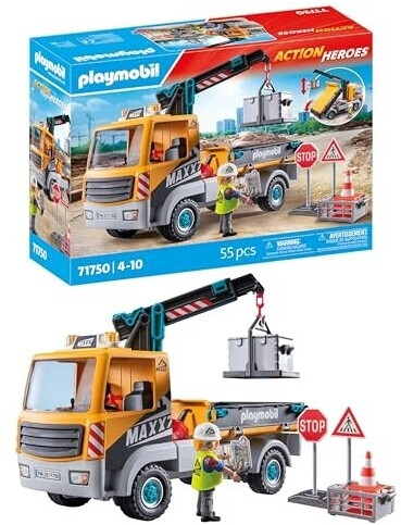 Playmobil Camion grue avec ouvrier & accessoires (71750)