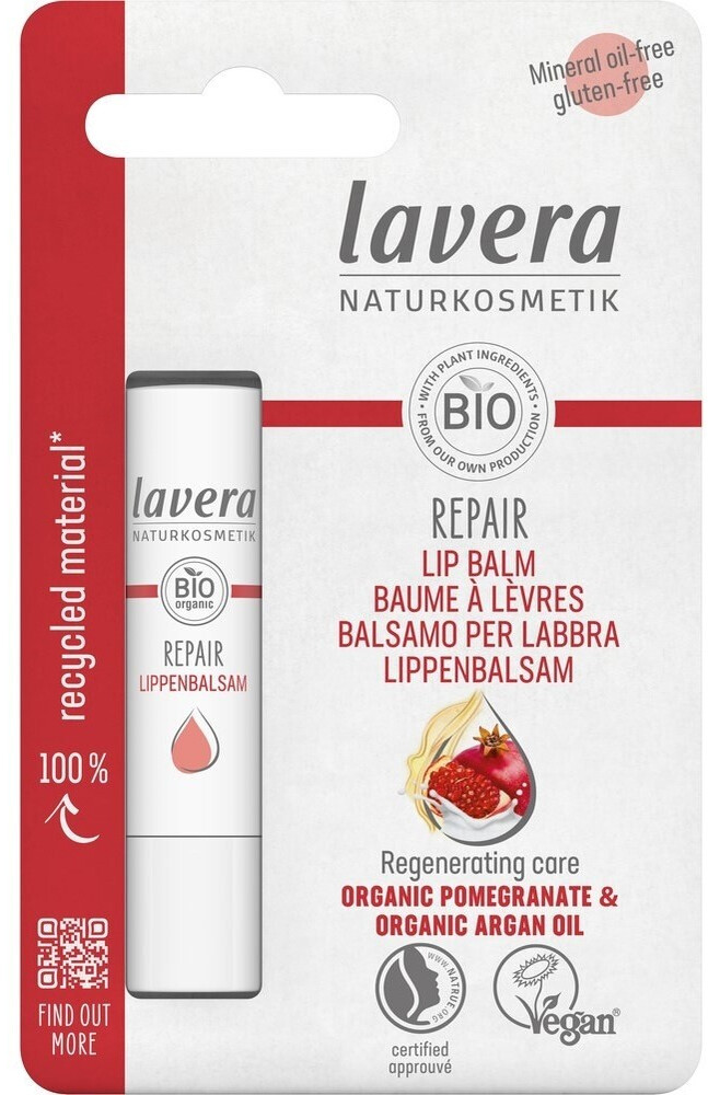 Lavera Organic Repair Lip Balm – Veganer Lippenbalsam Mit Granatapfel & Arganöl, 4,5 G, Für Trockene Lippen