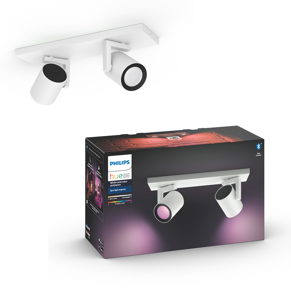 Philips White & Color Ambiance Argenta ceiling lamp white • 2-seater spot