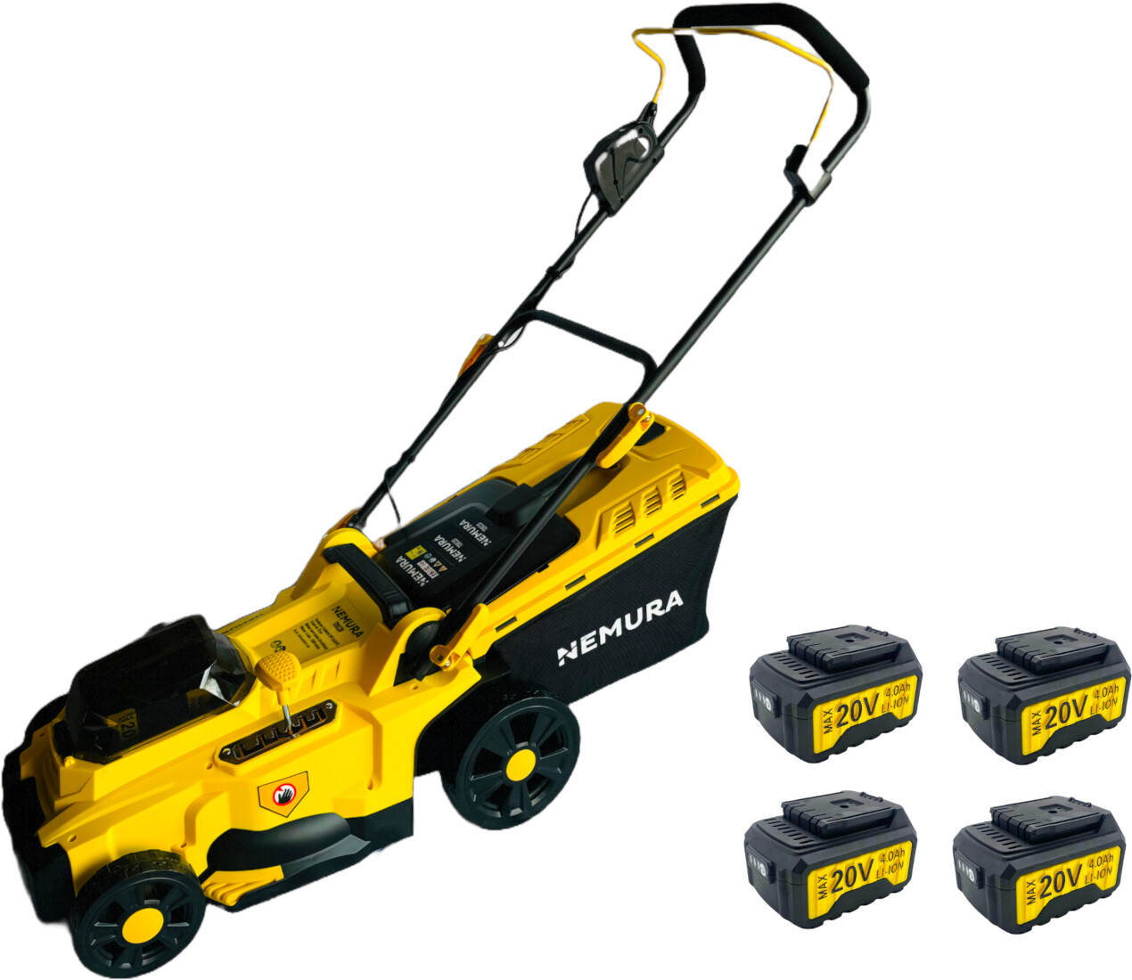 Nemura Tondeuse à batterie 40 V (avec 4 batteries 4 Ah et chargeur)