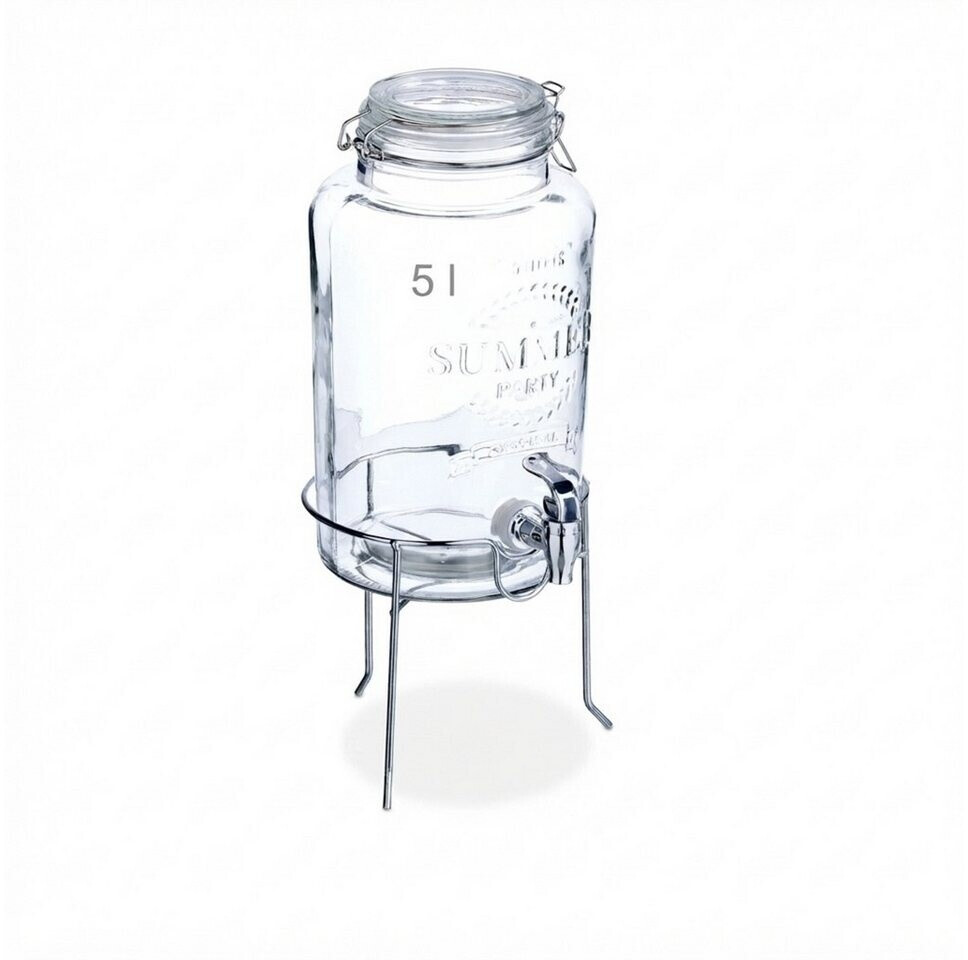 Relaxdays Getränkespender mit Ständer, Limobehälter 5 L, Zapfhahn, , Glas, Bügelverschluss, transparent ab 21,11 € (Oktober 2026)
