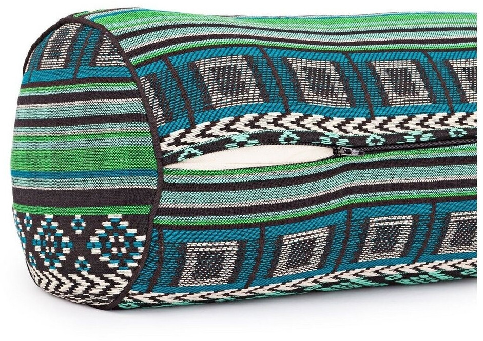 Bodhi Yogabolster 23 cm | Ethno Collectie | Ronde yogarol van 100% katoen | Dinkelfvulling van bio-spelt | Yogakussen voor Pilates & Yin Yoga | Yogabolster van ikat-weefsel