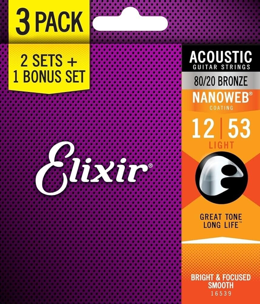 Elixir Nanoweb Light Acoustic Set of 3