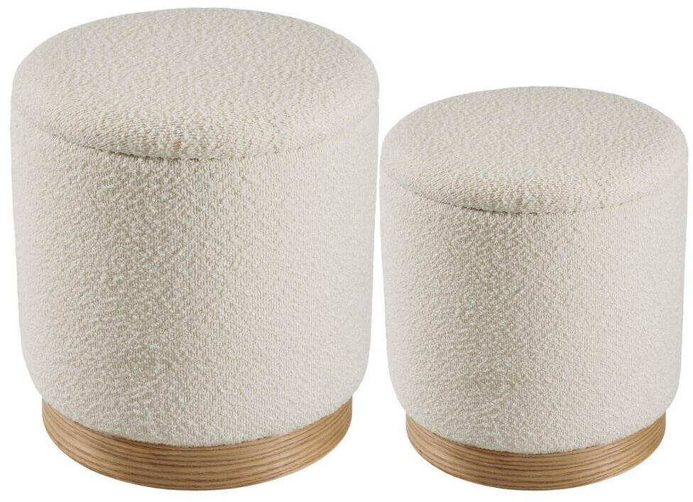 TecTake Set of 2 round stools with bouclé cover, frames made of MDF panels