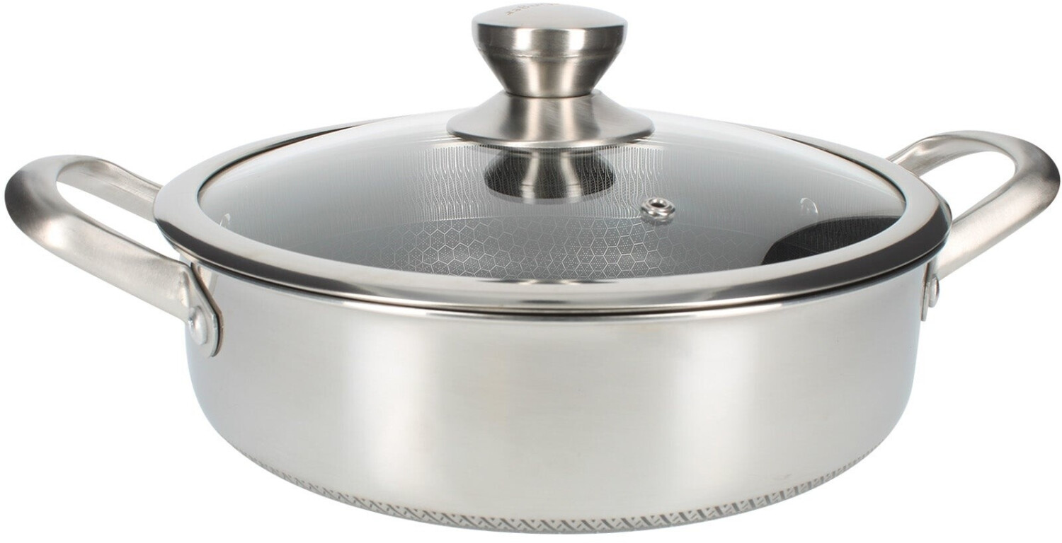 Cheffinger Poêle sauteuse inox antiadhésif nid d'abeille