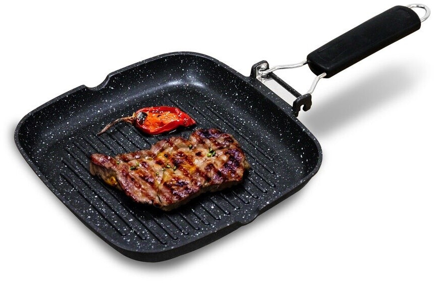 Briebe Poêle grill fonte aluminium antiadhésif titane 20x20 cm GP1157
