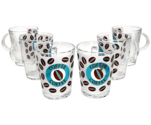 Ritzenhoff & Breker Set of 6 Cremona glass coffee mugs with handles, 320 ml blue