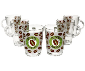 Ritzenhoff & Breker Set of 6 Cremona glass coffee mugs with handles, 320 ml green