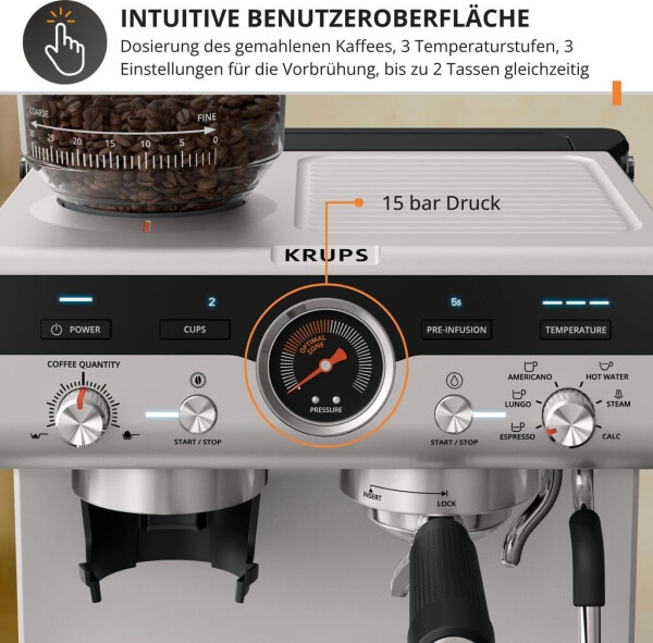 Krups XP801T Precision Espressomaschine Schwarz Silber, Bild 18