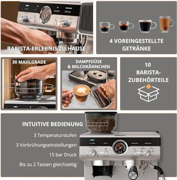 Krups XP801T Precision Espressomaschine Schwarz Silber, Bild 22