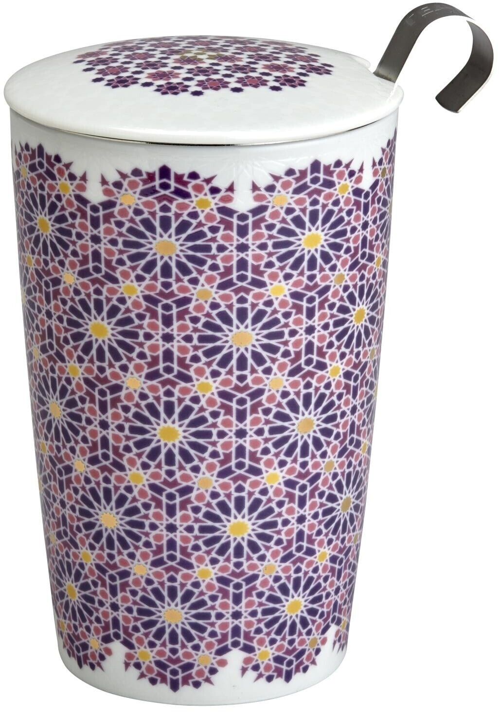 EigenArt TEAEVE® tea cup, mug with strainer and lid ANDALUSIA berry LUX Line