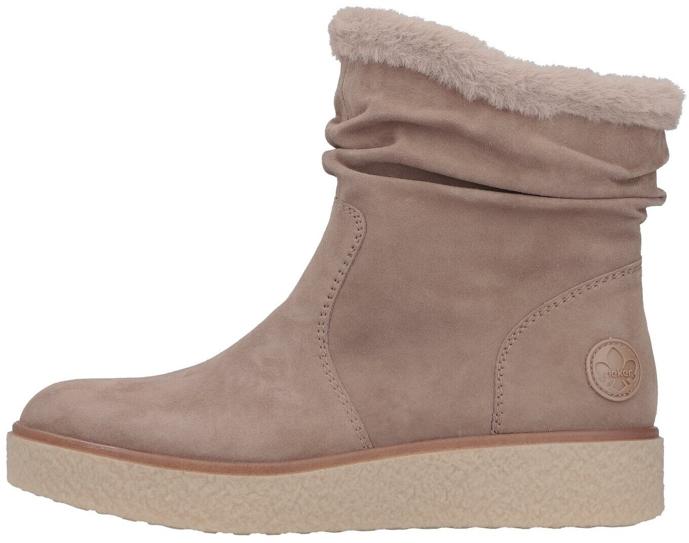 Rieker Ankle Boot Y0070 Leather Ruching Thick Sole Warm Lining