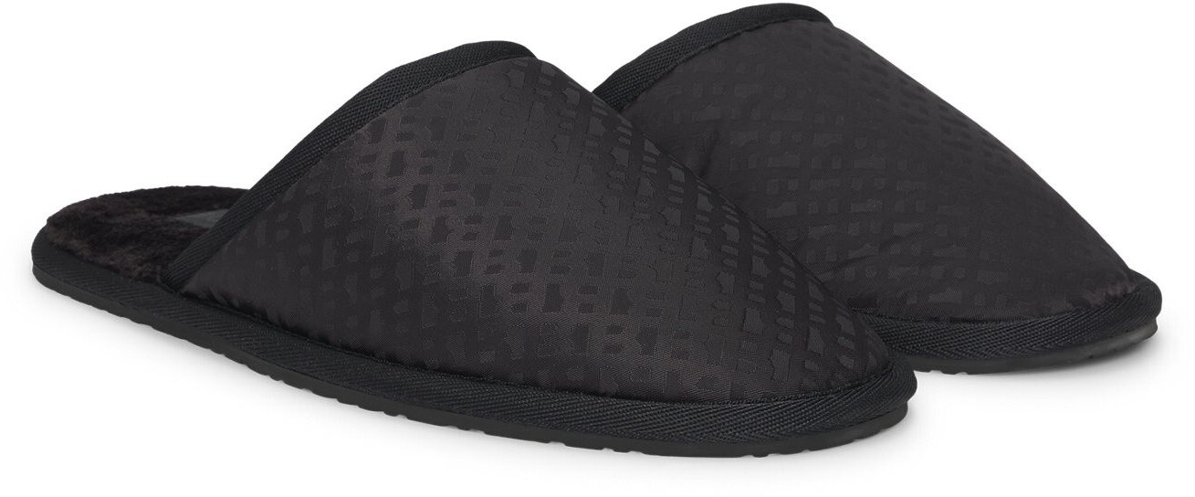 Hugo Boss Slippers with fleece lining monogram pattern and open heel 50529162 black