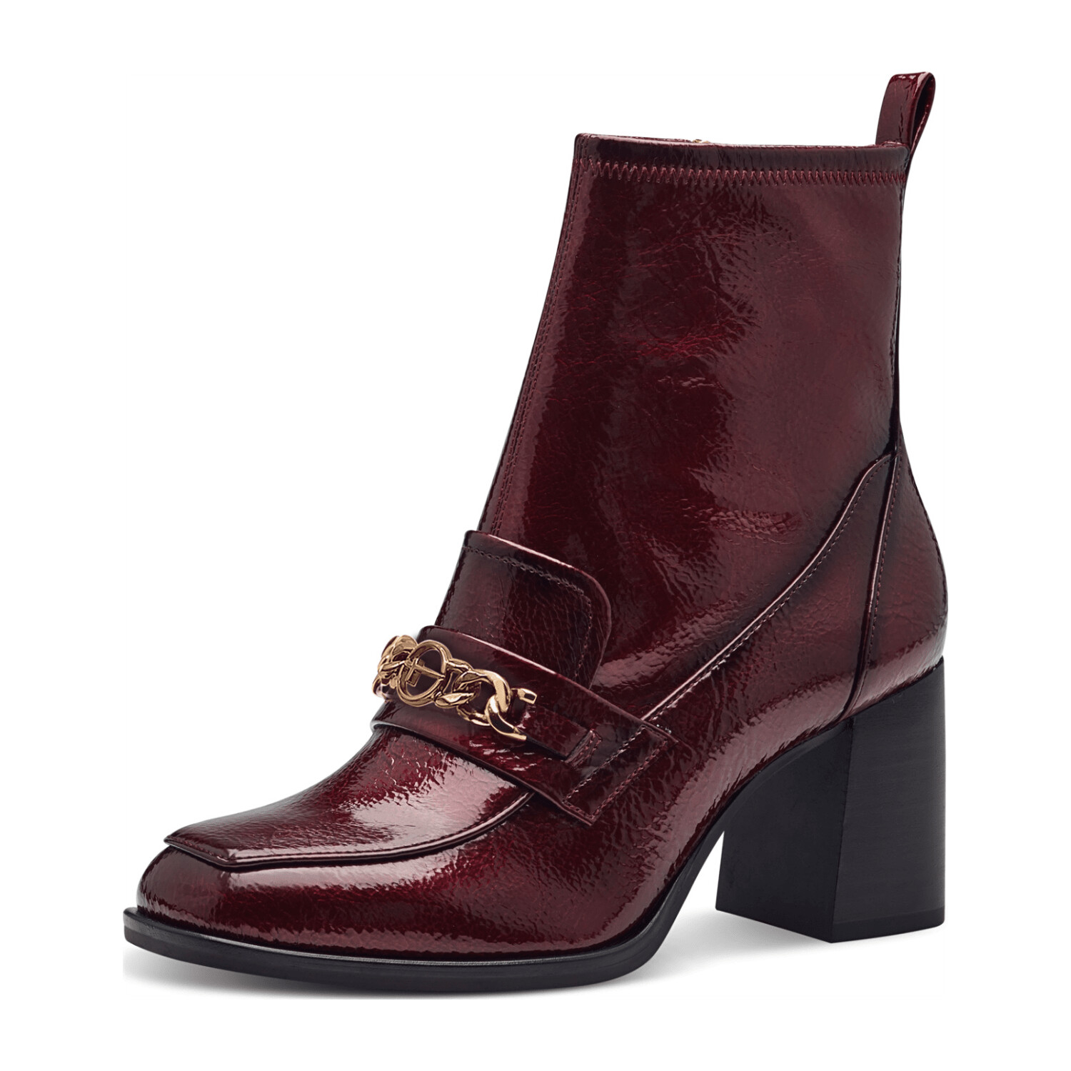 Tamaris Block Heel Ankle Boot vegan merlot