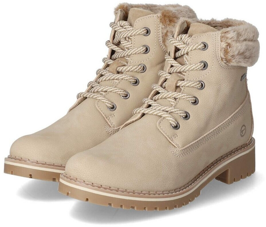 Tamaris Lace-up ankle boots beige smooth leather