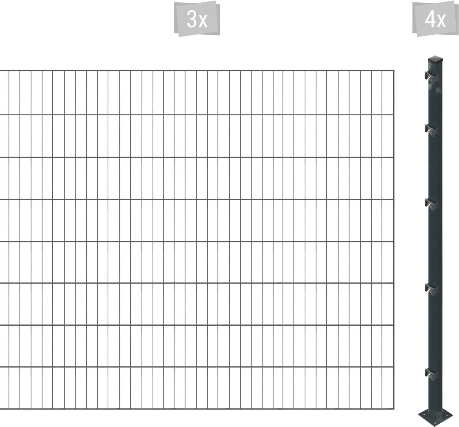 Arvotec ESSENTIAL 160 6 m x 160 cm Set (3 Zaunelemente + 4 Pfosten) anthrazit (38258613)
