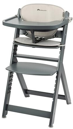Bebeconfort Chaise haute plateau et coussin inclus grey mist