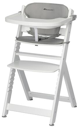 Bebeconfort Chaise haute plateau et coussin inclus white wood