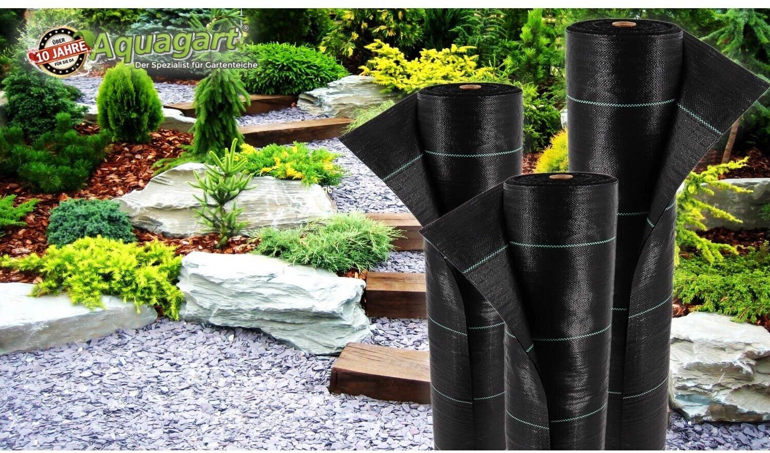 Aquagart Aquagart Soil fabric mulch film 100g/m² 1m width 176m² black - back view