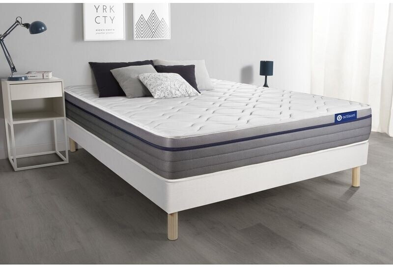 Actisom Ensemble Zen Matelas Latex Memoire de Forme Zen Maxi Épaisseur 7 zones de Confort Sommier 180 x 200 cm