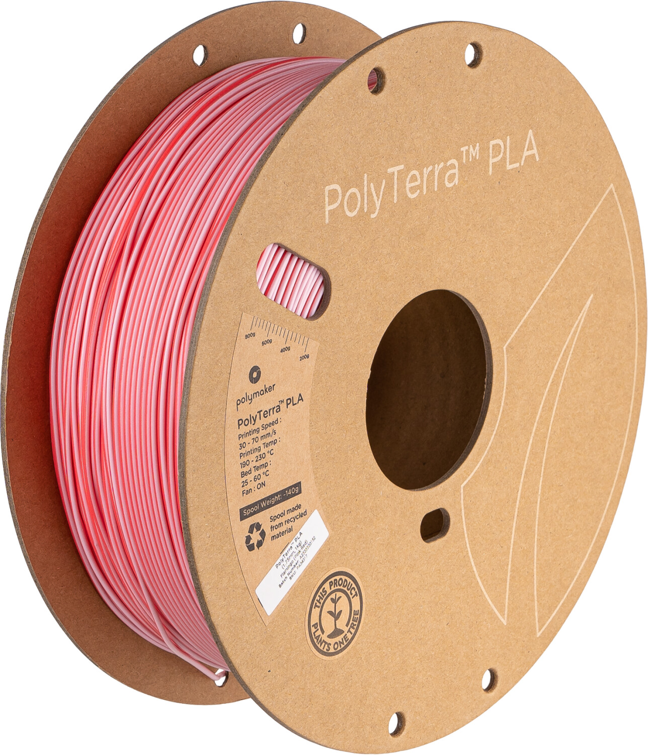 Polymaker PolyTerra PLA Dual Flamingo 1.75mm 1kg Filament - Rosa-Rot