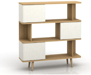 Freiraum Bücherregal Sundsvall, Sundsvall 120x130 cm Eiche-Optik mit 3 Türen, Weiß