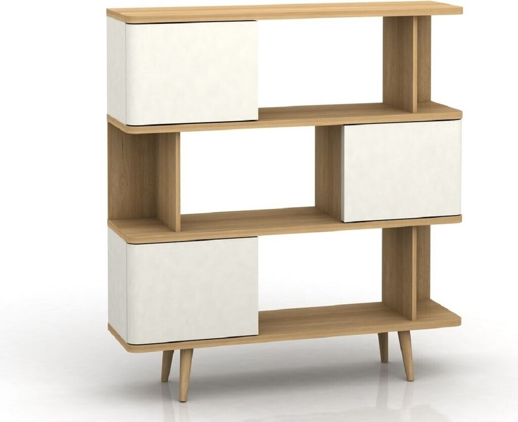 Freiraum Bücherregal Sundsvall, Sundsvall 120x130 cm Eiche-Optik mit 3 Türen, Weiß