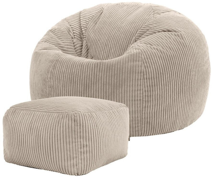 Icon Bean bag classic cord Kingston with stool 85x50cm beige