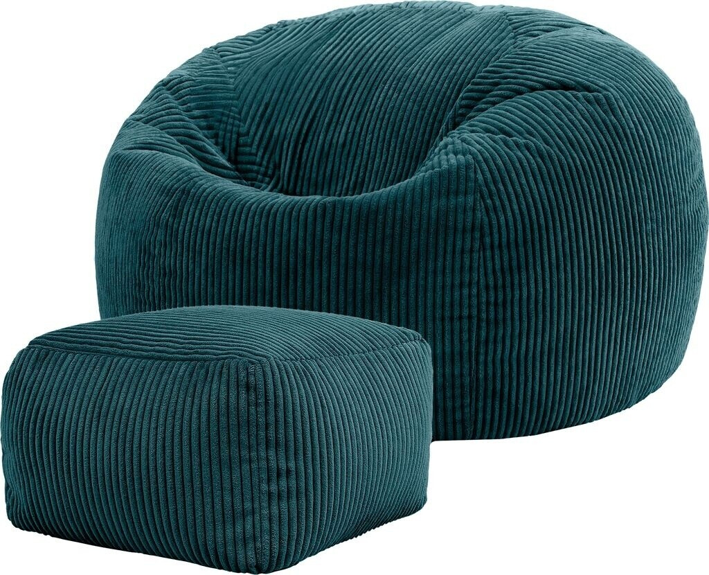Icon Bean bag classic cord Kingston with stool 85x50cm blue-green