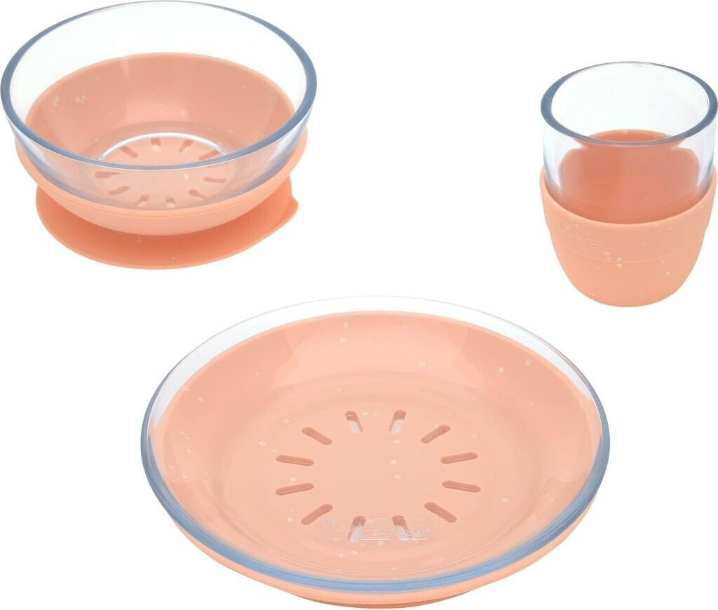 Lässig Tableware set glass/silicone apricot