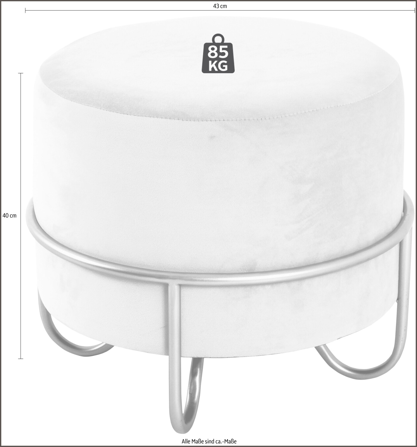 HAKU Stool Boxer 2 velvet cream Ø 43x40cm (20375)