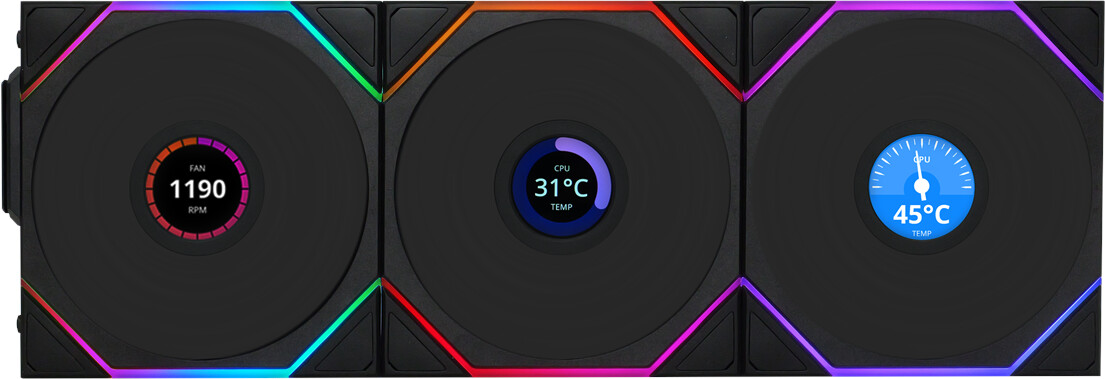 Lian Li UNI FAN TL Wireless LCD 120 Black 3-pack