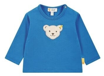 Steiff T-Shirt A Maniche Lunghe Per Bambino – Con Orsetto Sul Davanti – Jersey Morbido, Chiusura Con Automatici – Grigio Melange E Blu Navy