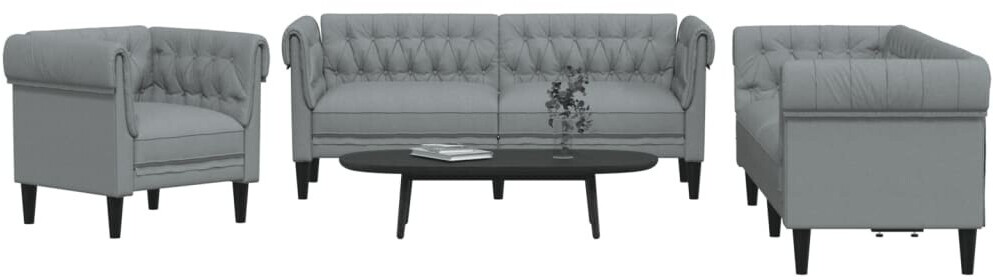 vidaXL 3 pcs. Sofa set light gray fabric black 1-seater + 2-seater + 3-seater black (3209193)