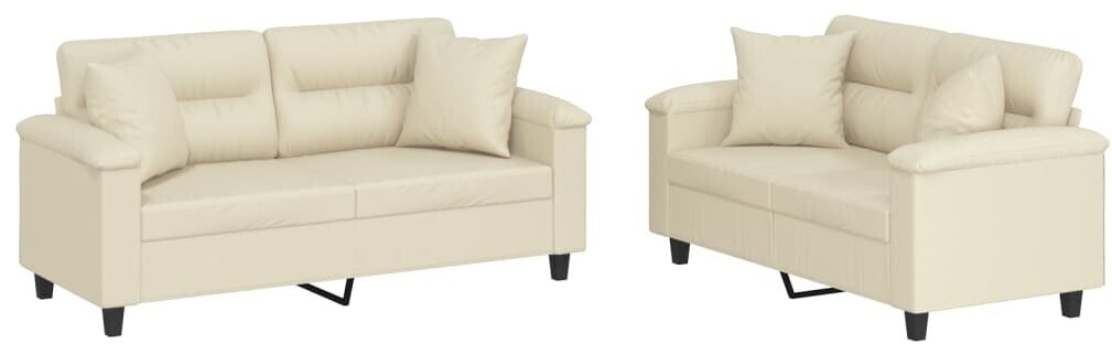 vidaXL 2 pcs. Gray Faux Leather Sofa Set With Gray Footstool (3202369)